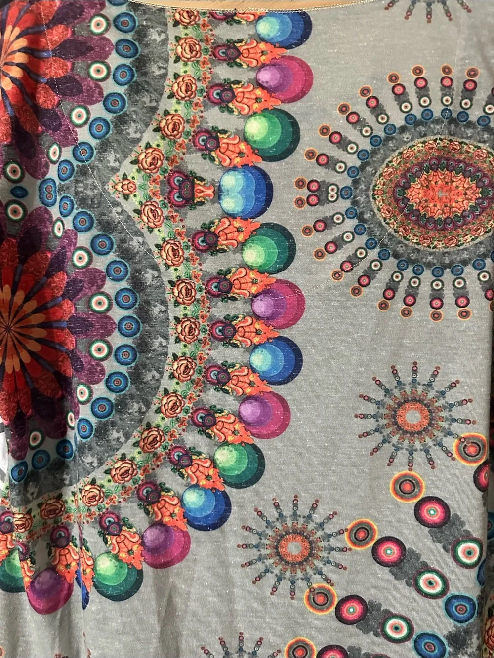 Desigual Bright Multicolour Floral Scoop Neck Women’s Top Size Large Maximalist - Picture 11 of 16